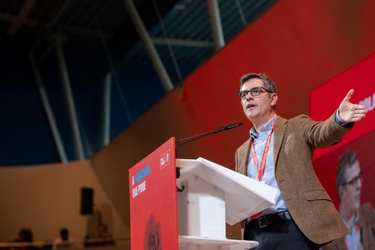 O ministro de Presidencia, Xustiza e Relacións coas Cortes, Félix Bolaños, durante o 15 Congreso do PSdeG 